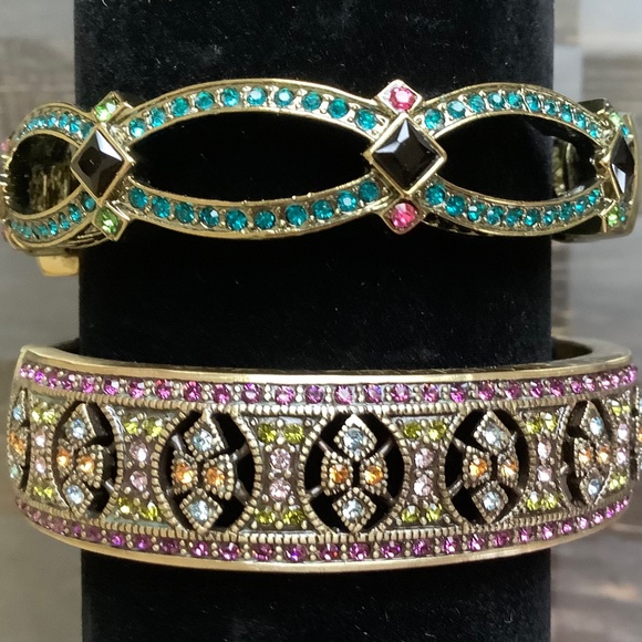 Heidi Daus Crystal Bangle Bracelet Set SZ S/M - Picture 1 of 15